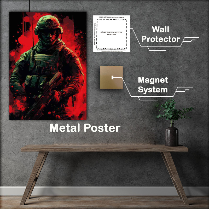 Buy Metal Poster : (A Sgt Solider ready for combat gaming)