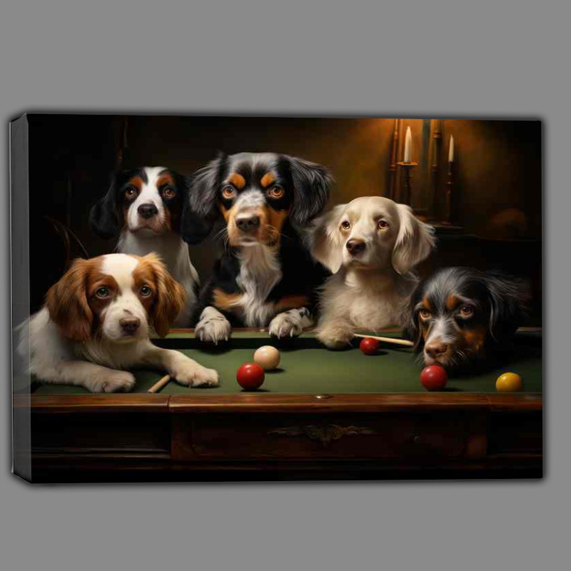 Buy Canvas : (The doggies of the pool table)