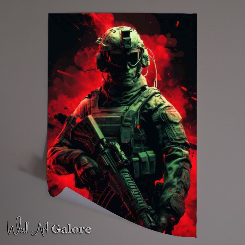 Buy Unframed Poster : (Soilder on foot patrol with his wepon of choice)