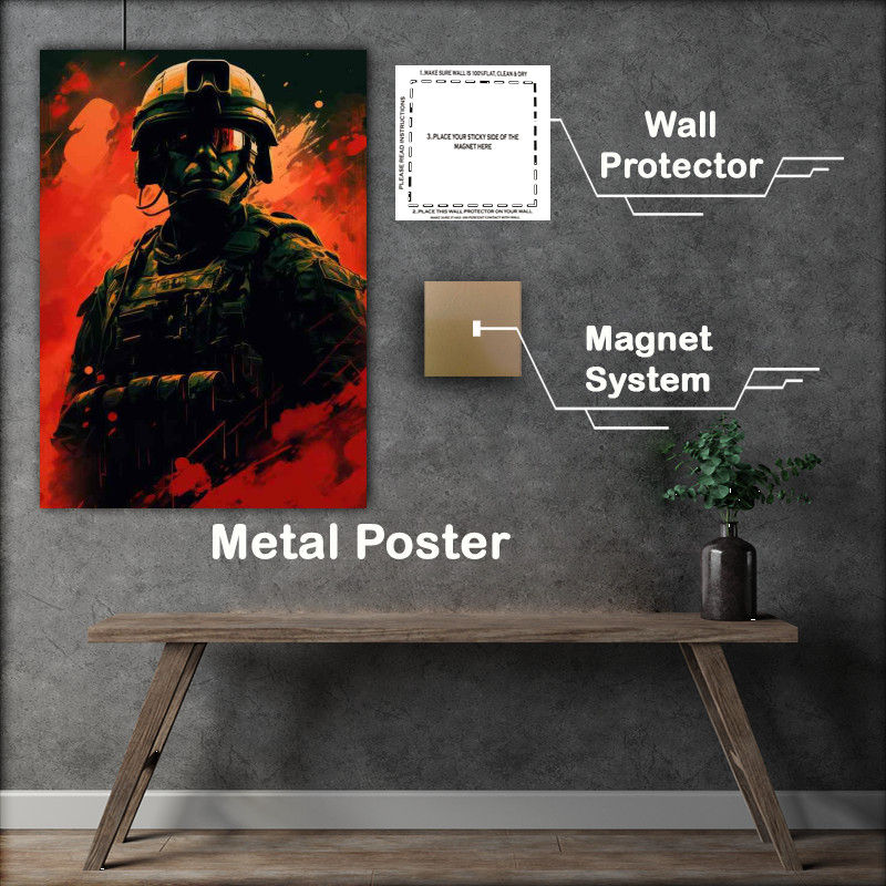Buy Metal Poster : (Soilder ready for gaming battle)