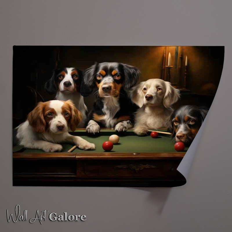 Buy Unframed Poster : (The doggies of the pool table)