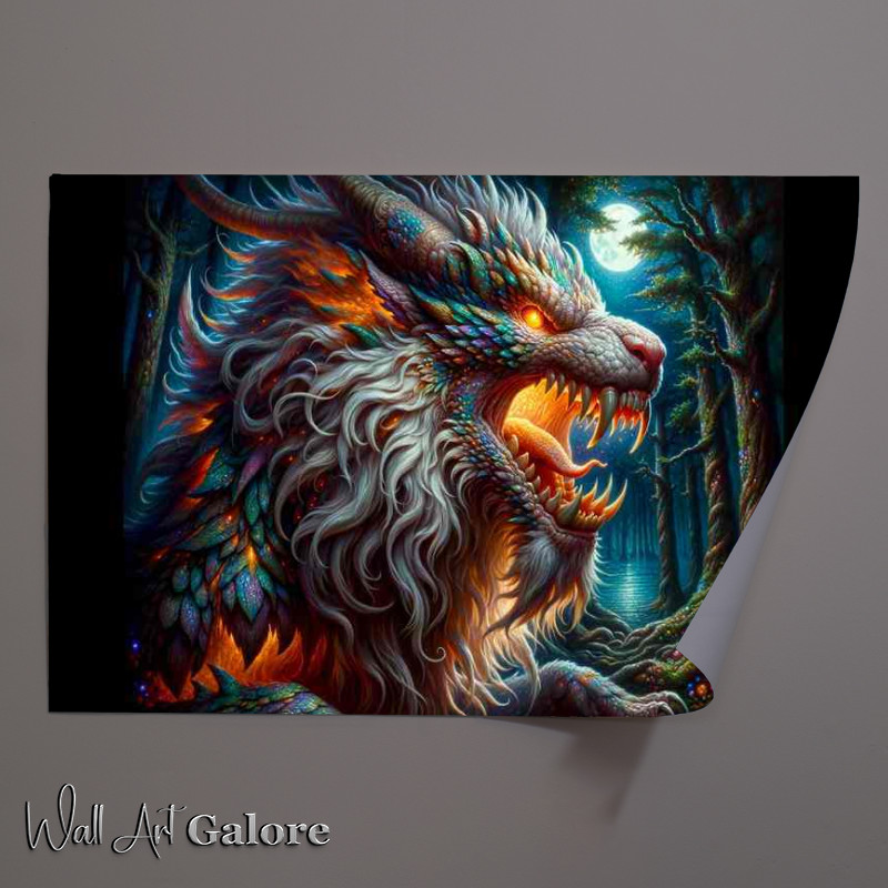 Buy Unframed Poster : (Ferocious Fable a mythical creature part lion and part dragon)
