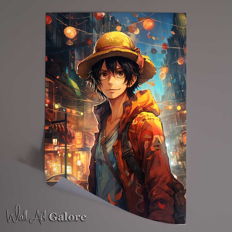 Buy Unframed Poster : (Monkey D Luffy one piece in the city)