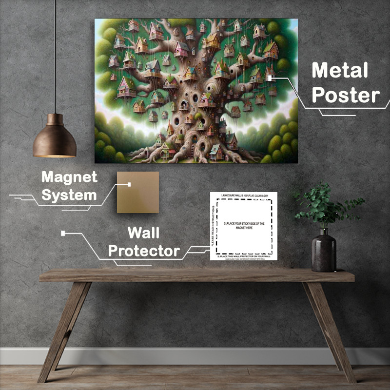 Buy Metal Poster : (Whimsical Woodland a grand old tree its branches)