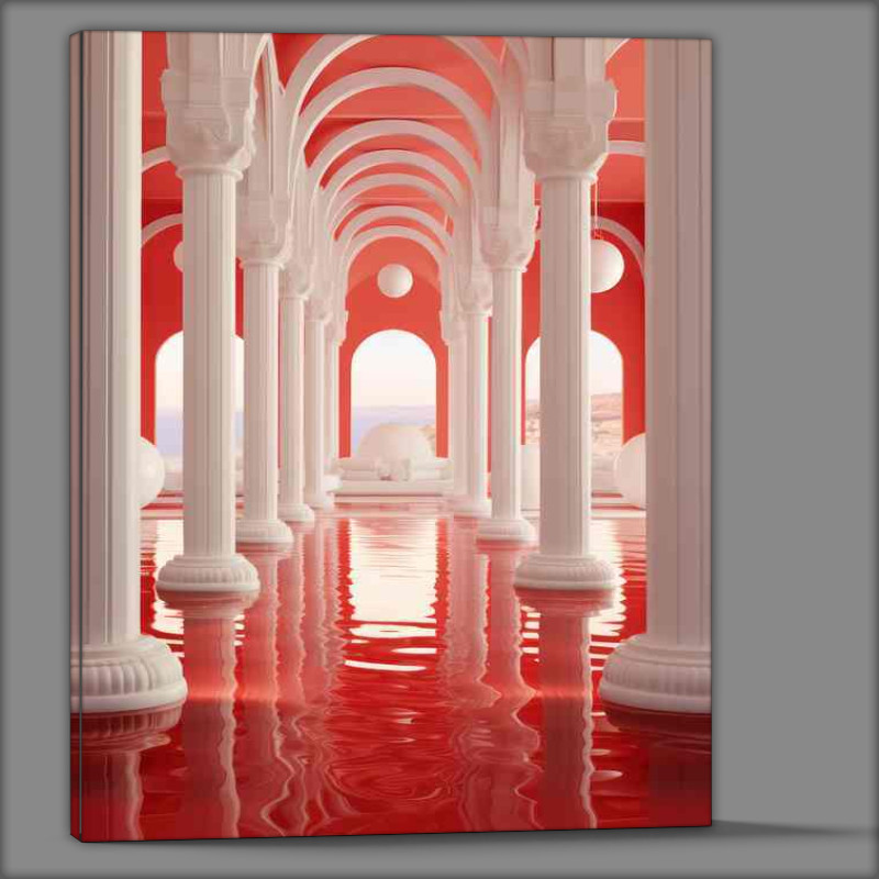 Buy Canvas : (A White Sphere in the red waters with coloums)