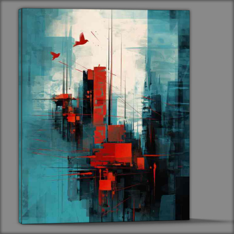 Buy Canvas : (Abstract of a city style with birds flying)
