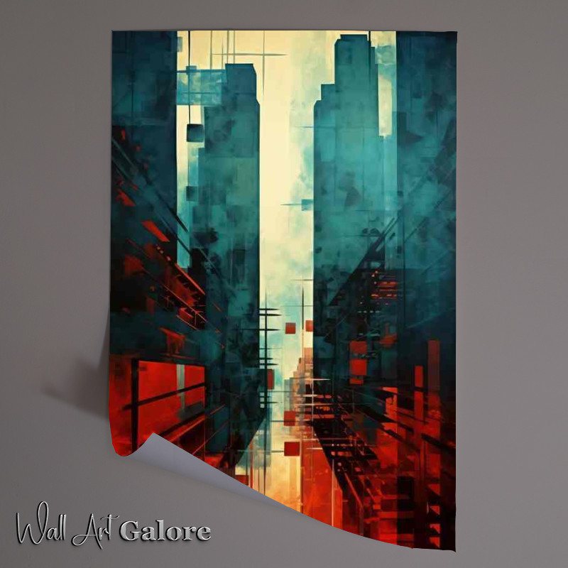 Buy Unframed Poster : (City sky scrapers in abstract style)