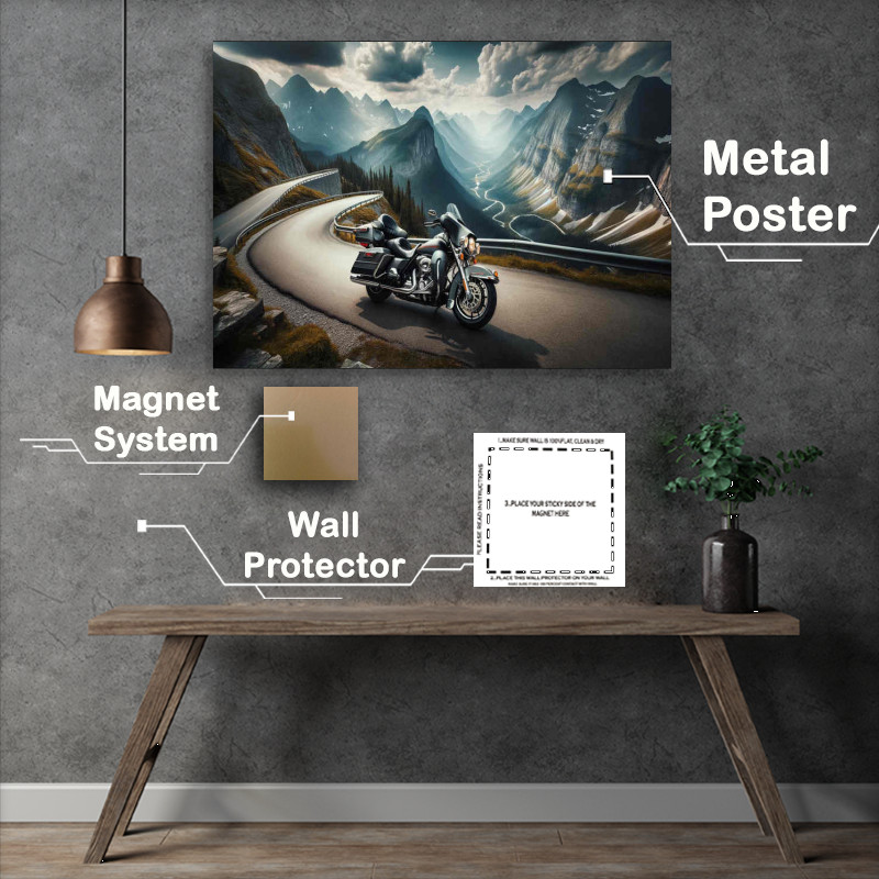 Buy Metal Poster : (Mountain Majesty a Harley Davidson)