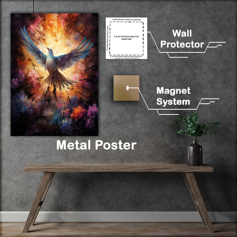 Buy Metal Poster : (Christ A Dove Of Peace Flying surrounded by love)