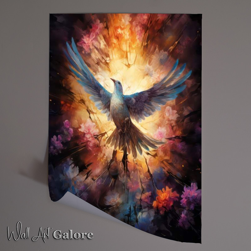 Buy Unframed Poster : (Christ A Dove Of Peace Flying surrounded by love)