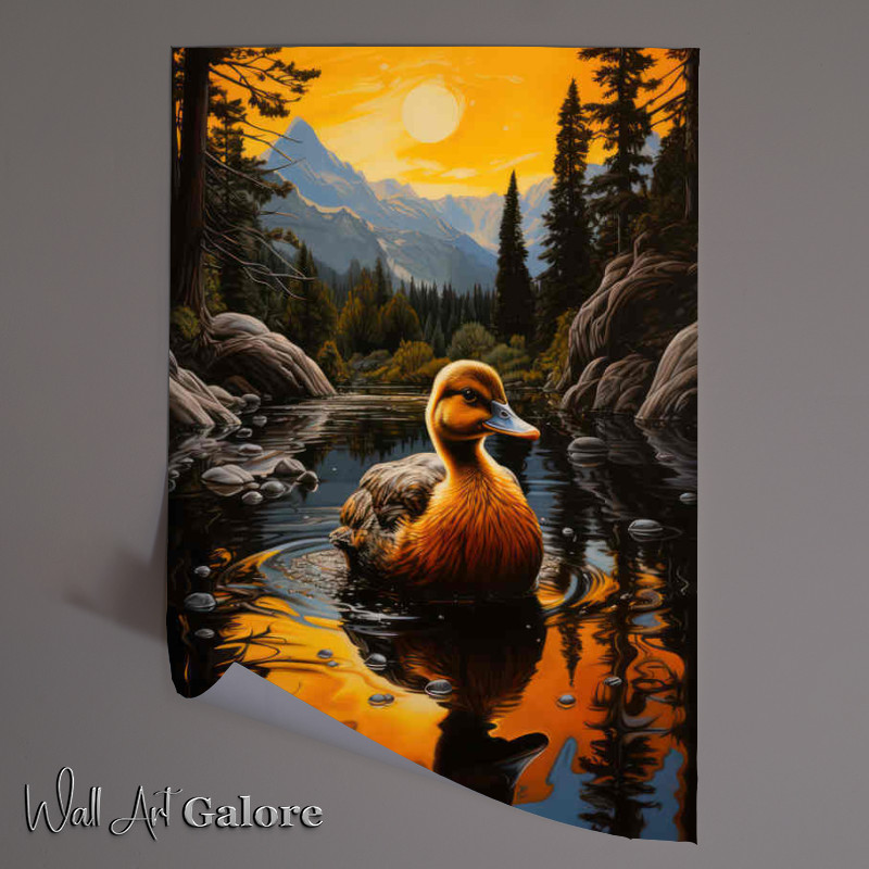 Buy Unframed Poster : (Duck painting style in the mountain river)