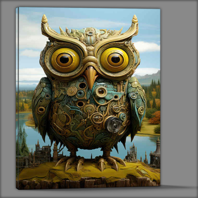 Buy Canvas : (Surreal digital owl landscape background)