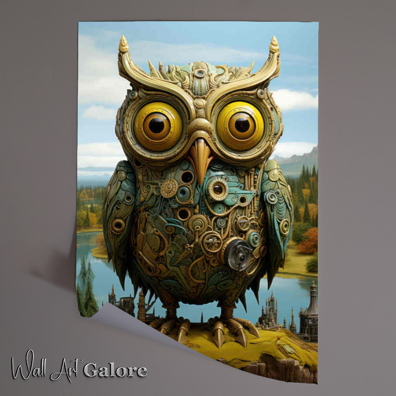Buy Unframed Poster : (Surreal digital owl landscape background)