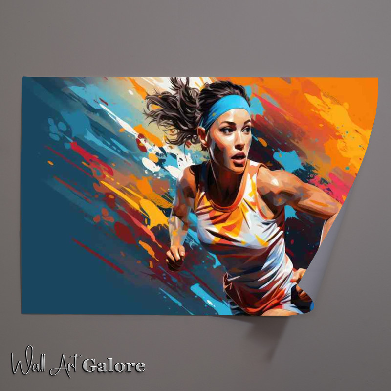 Buy Unframed Poster : (Woman running in colorful designs)
