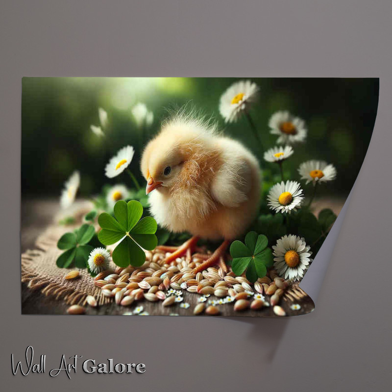 Buy Unframed Poster : (Feathered Friend a fuzzy yellow chick)
