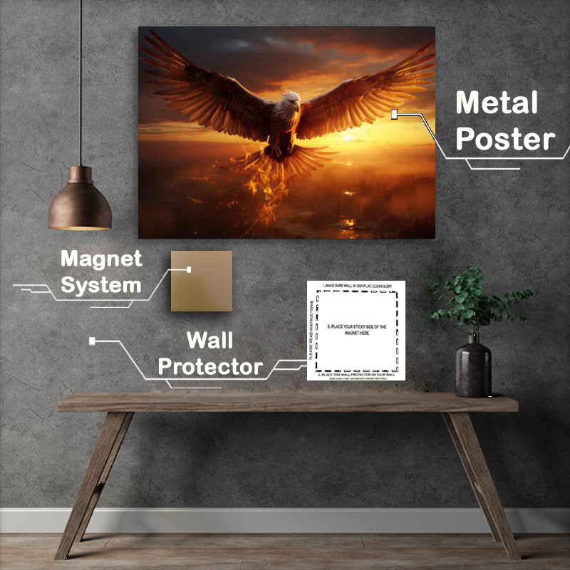 Buy Metal Poster : (Flying Pheonix through the red skys)