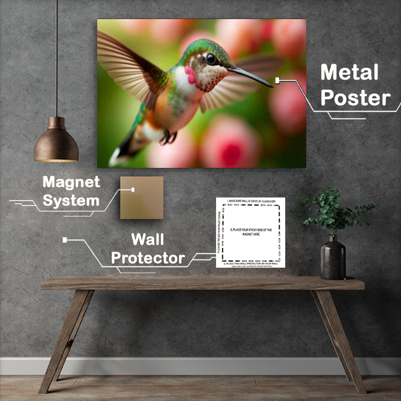 Buy Metal Poster : (Natures Nectar Seeker a hummingbird hovering)