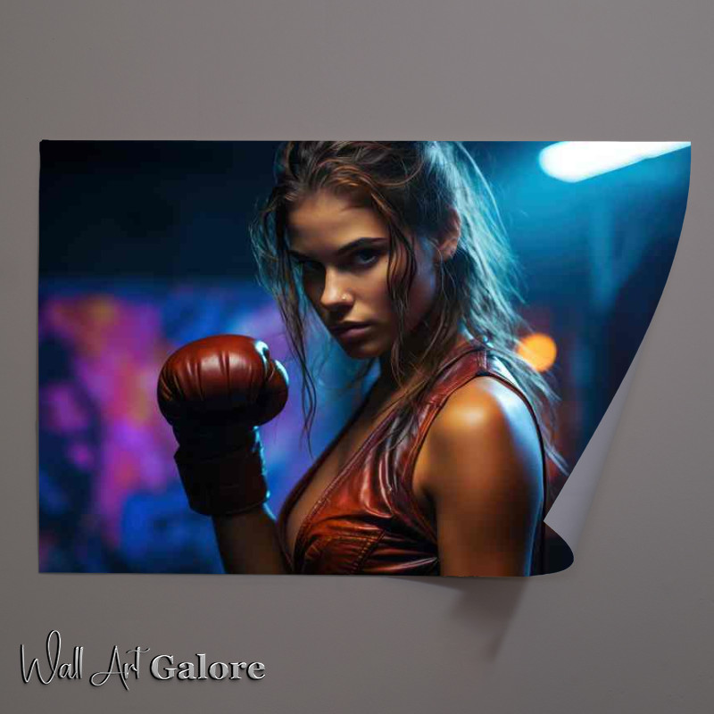 Buy Unframed Poster : (Young woman kick boxing)