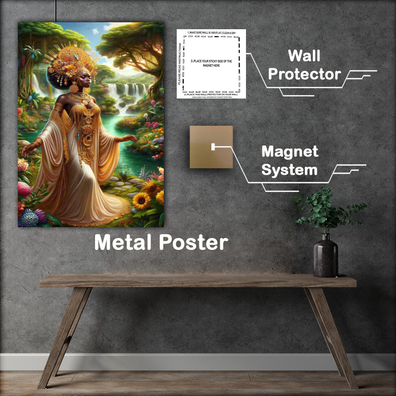 Buy Metal Poster : (African goddess Oshun radiant and golden)