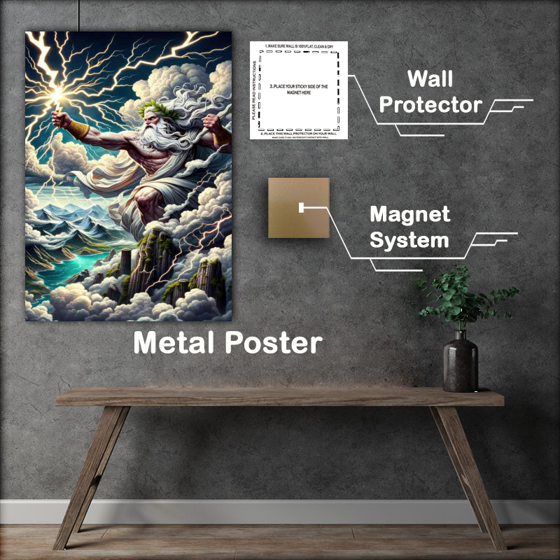 Buy Metal Poster : (Ancient Greek god Zeus powerful and majestic)