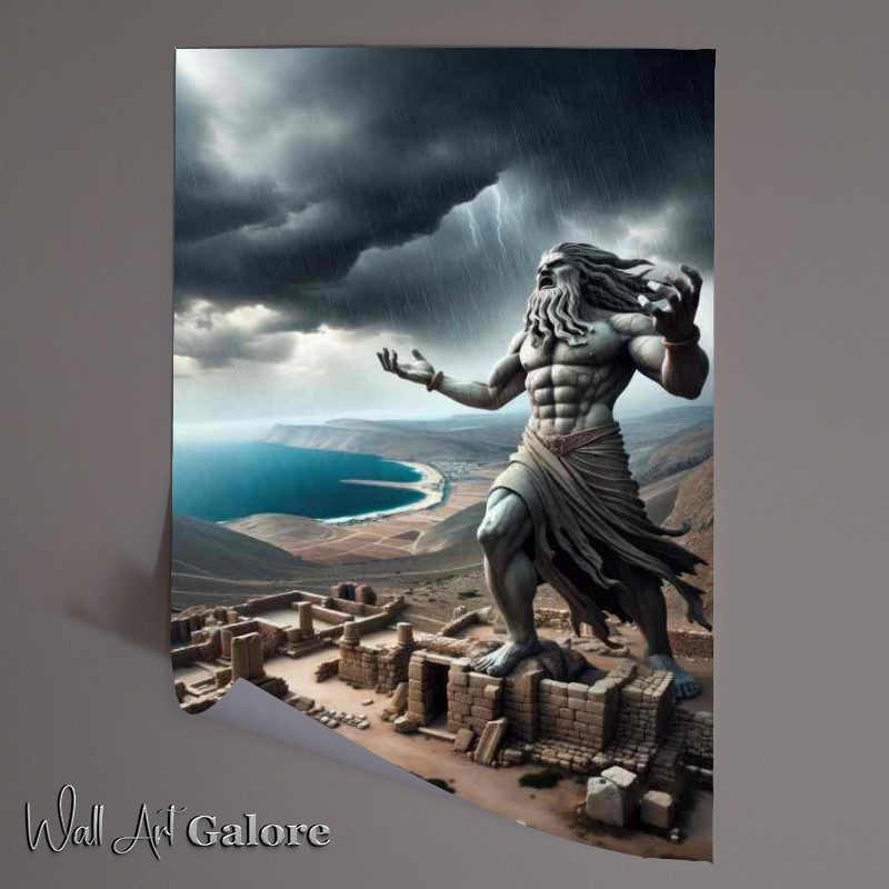 Buy Unframed Poster : (Canaanite deity Baal stormy and powerful raising his hands)
