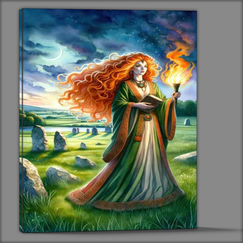Buy Canvas : (Celtic goddess Brigid fiery haired and regal)