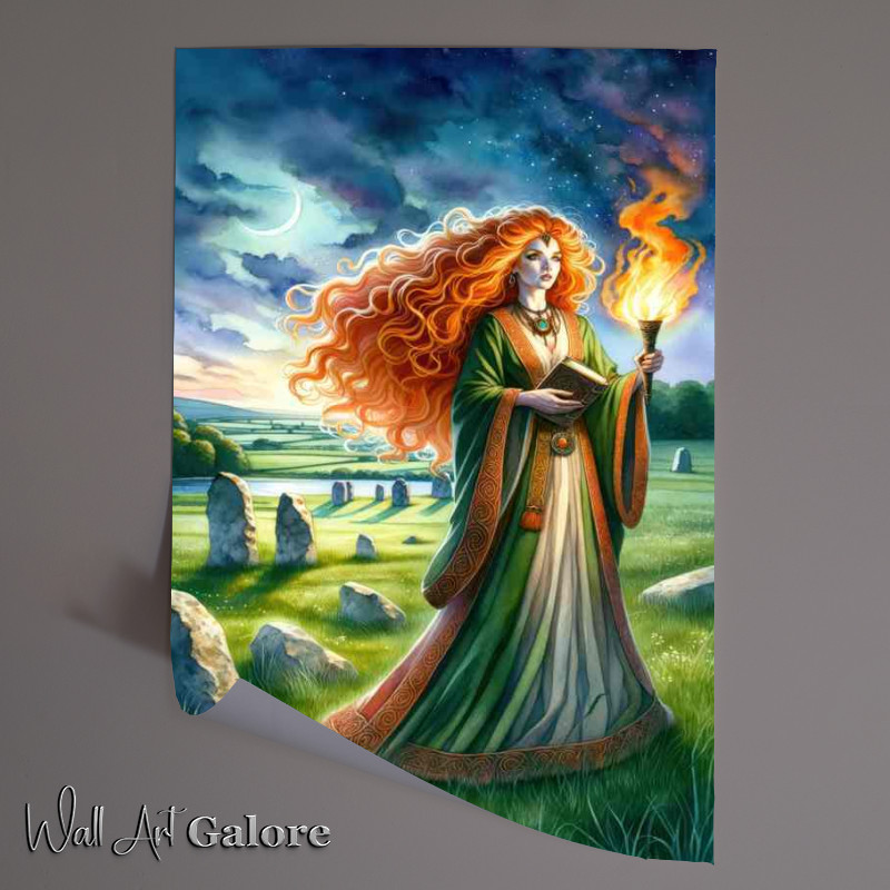Buy Unframed Poster : (Celtic goddess Brigid fiery haired and regal)