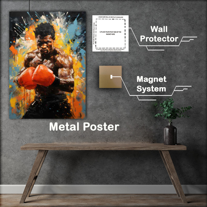 Buy Metal Poster : (A boxer after the fight splash art style)