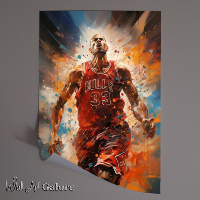 Buy Unframed Poster : (A chicago bulls player in motion basketball art)