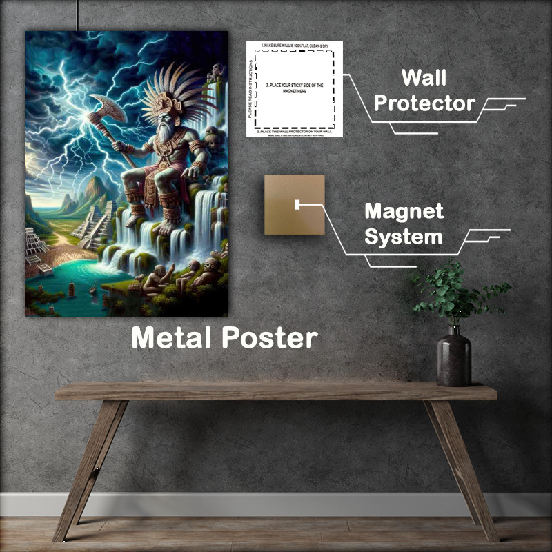 Buy Metal Poster : (Mayan god Chaac rain and lightning)