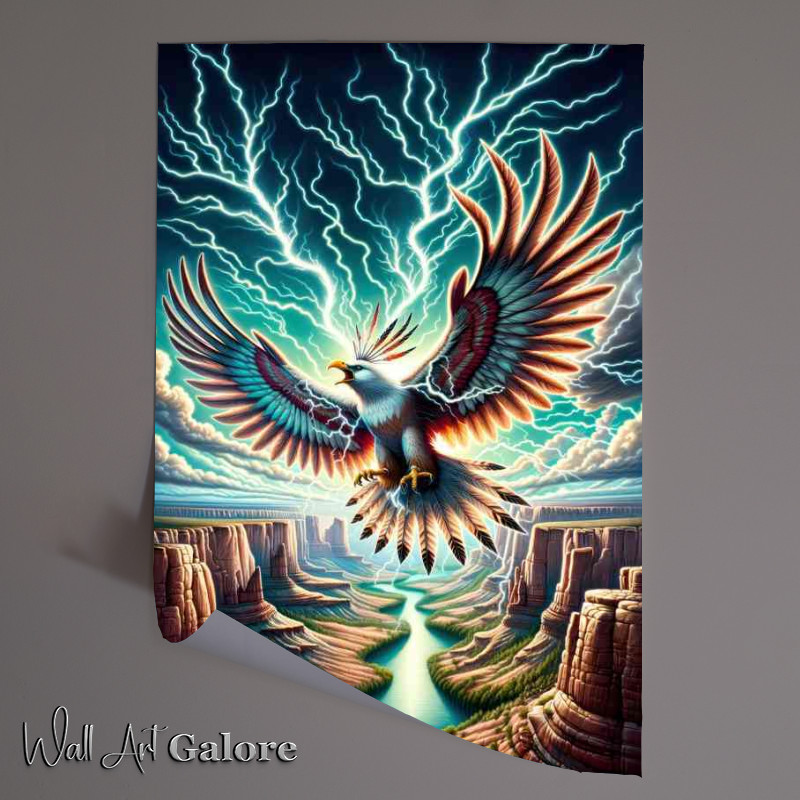 Buy Unframed Poster : (Native American spirit Thunderbird powerful and electric)