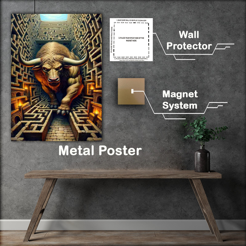 Buy Metal Poster : (The fierce Minotaur half-man half bull)