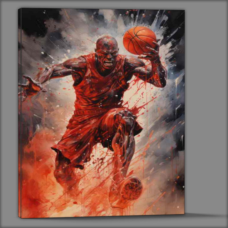 Buy Canvas : (Basketball player painting withwatercolors on black)