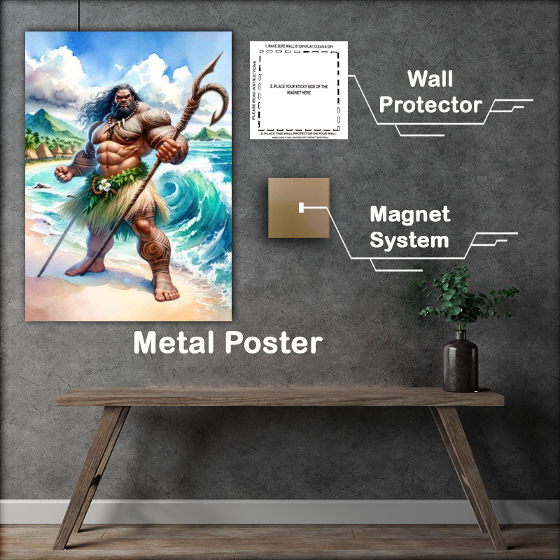 Buy Metal Poster : (Watercolor painting Polynesian god Maui)
