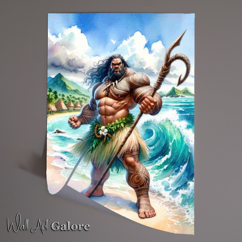 Buy Unframed Poster : (Watercolor painting Polynesian god Maui)