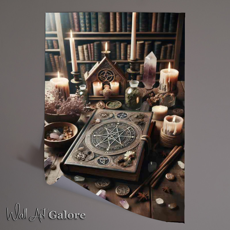 Buy Unframed Poster : (Wiccan Book of Shadows an ornate grimoire with pentacles)