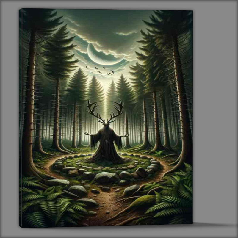 Buy Canvas : (Wiccan deity The Horned God symbol of nature fertility)