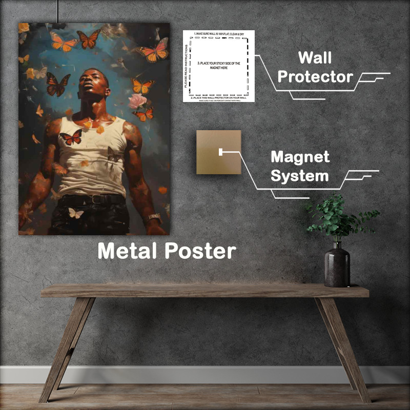 Buy Metal Poster : (Boxer float like flying butterflies art style)