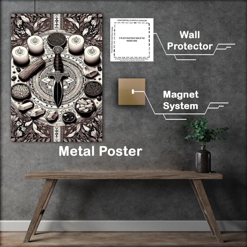 Buy Metal Poster : (Wiccan tool Athame a ceremonial black handled knife)