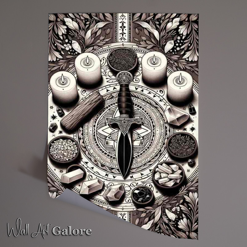 Buy Unframed Poster : (Wiccan tool Athame a ceremonial black handled knife)