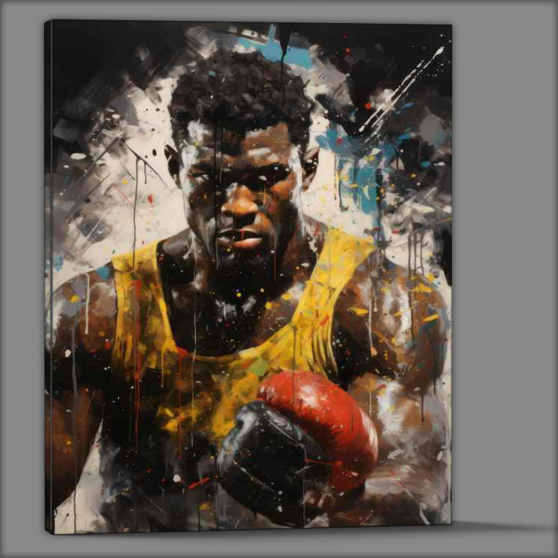 Buy Canvas : (Boxing athlete posing in the painted style art)