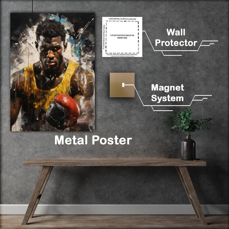 Buy Metal Poster : (Boxing athlete posing in the painted style art)