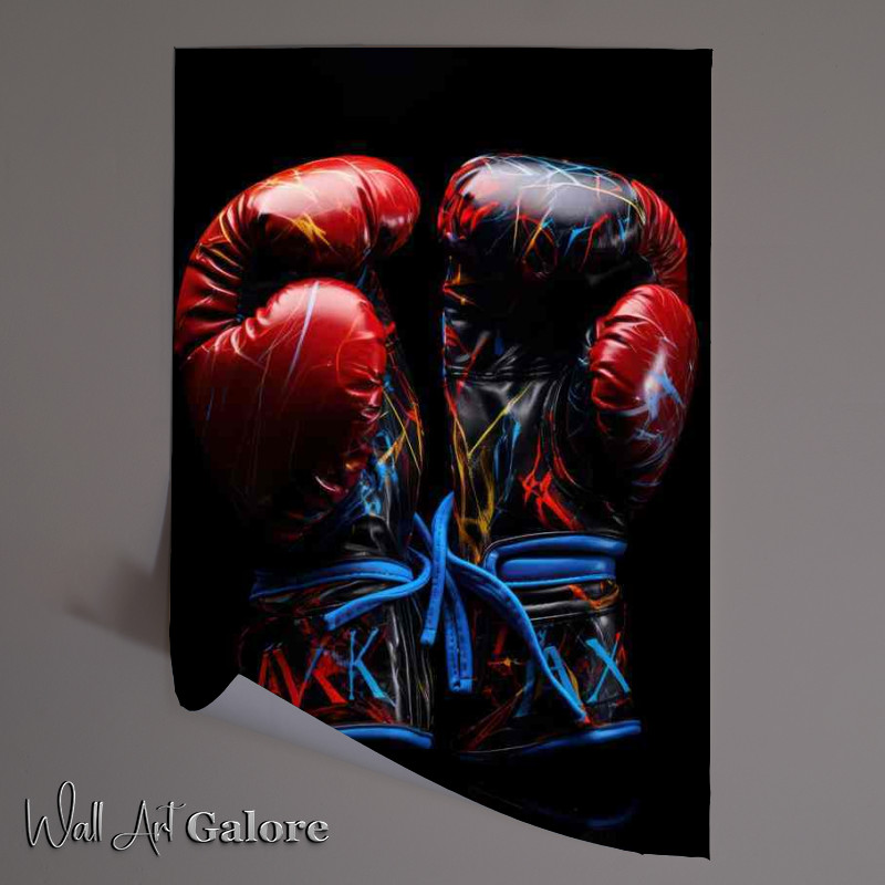 Buy Unframed Poster : (Boxing gloves painting on black background)