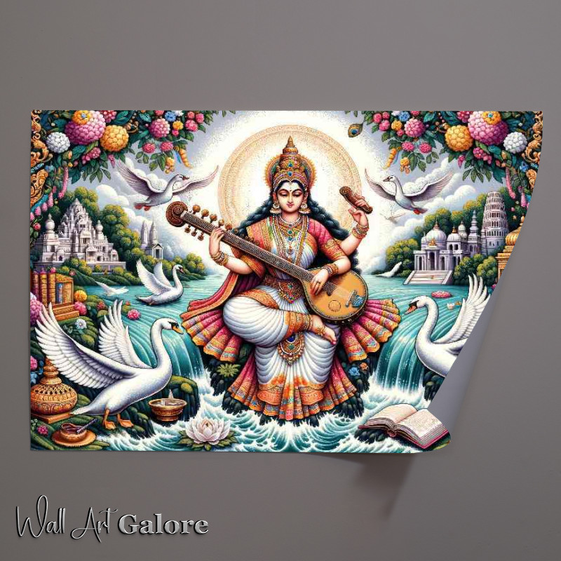 Buy Unframed Poster : (Hindu goddess Saraswati deity of knowledge and arts)