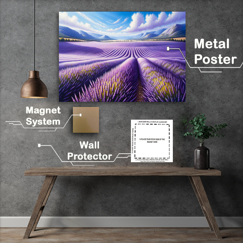 Buy Metal Poster : (A vast field of lavender swaying under a gentle breeze)