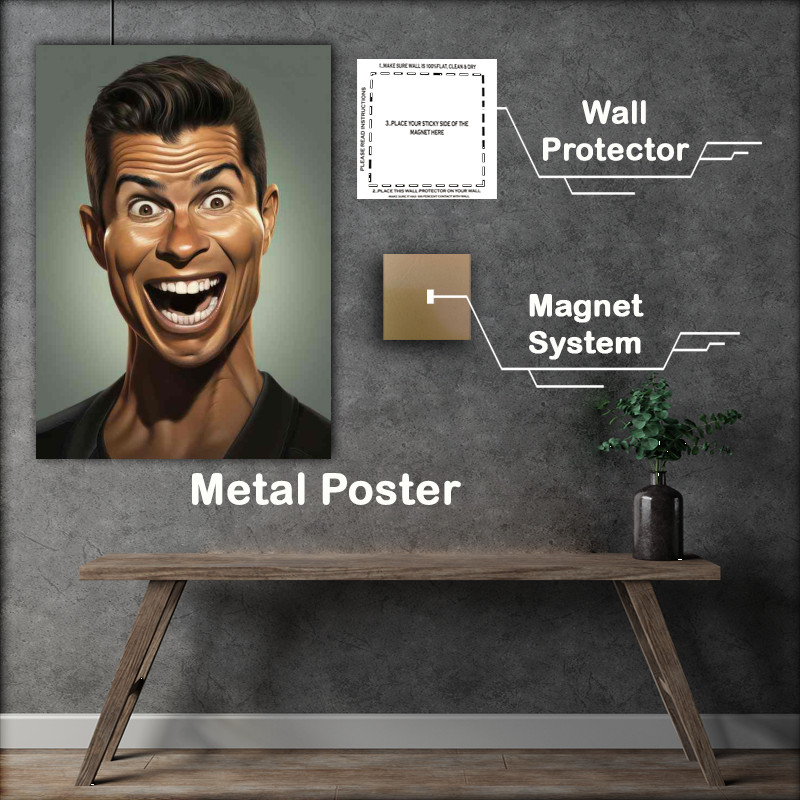 Buy Metal Poster : (Caricature of Cristiano Ronaldo footballer)