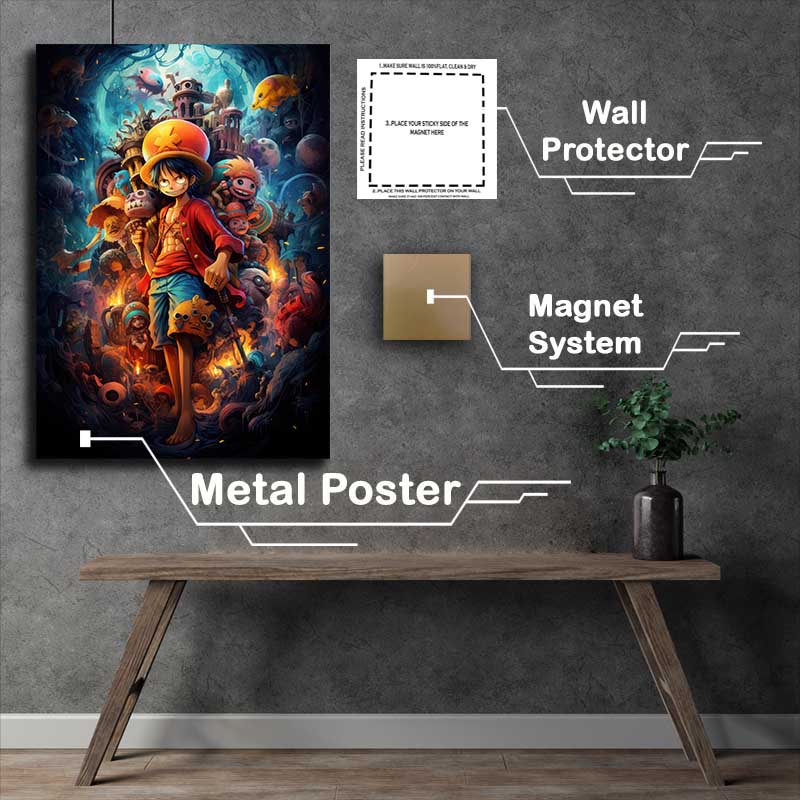 Buy Metal Poster : (Monkey D Luffy one piece with characters)