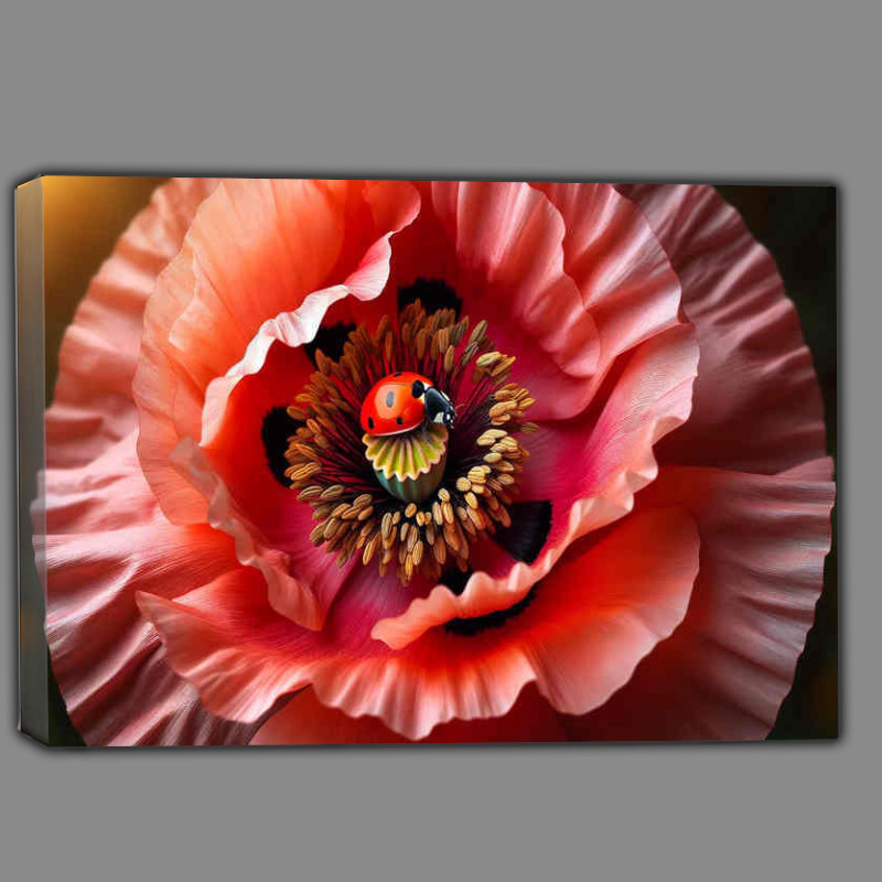 Buy Canvas : (Playfulness a close up of a poppy its intricate details)
