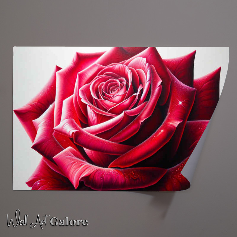 Buy Unframed Poster : (Rose Radiance a close up view of a vibrant red in full bloom)