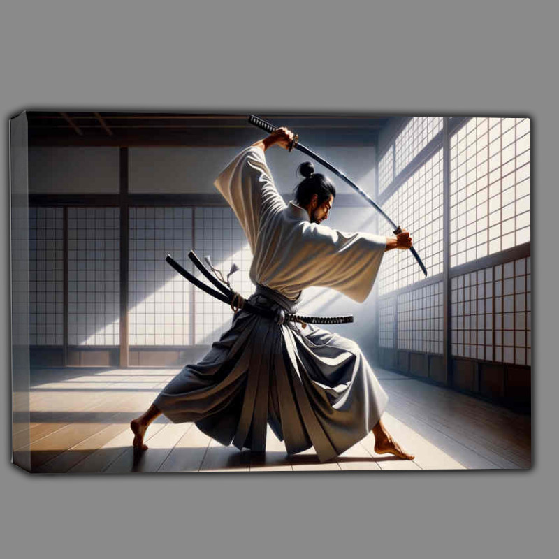 Buy Canvas : (Blade Ballet a samurai practicing)